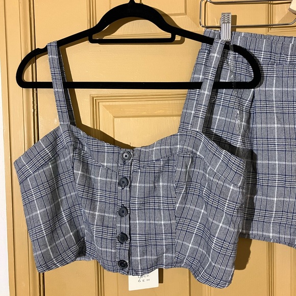 Tillys good luck gem crop top short set coord plaid medium large cute summer - Picture 4 of 8